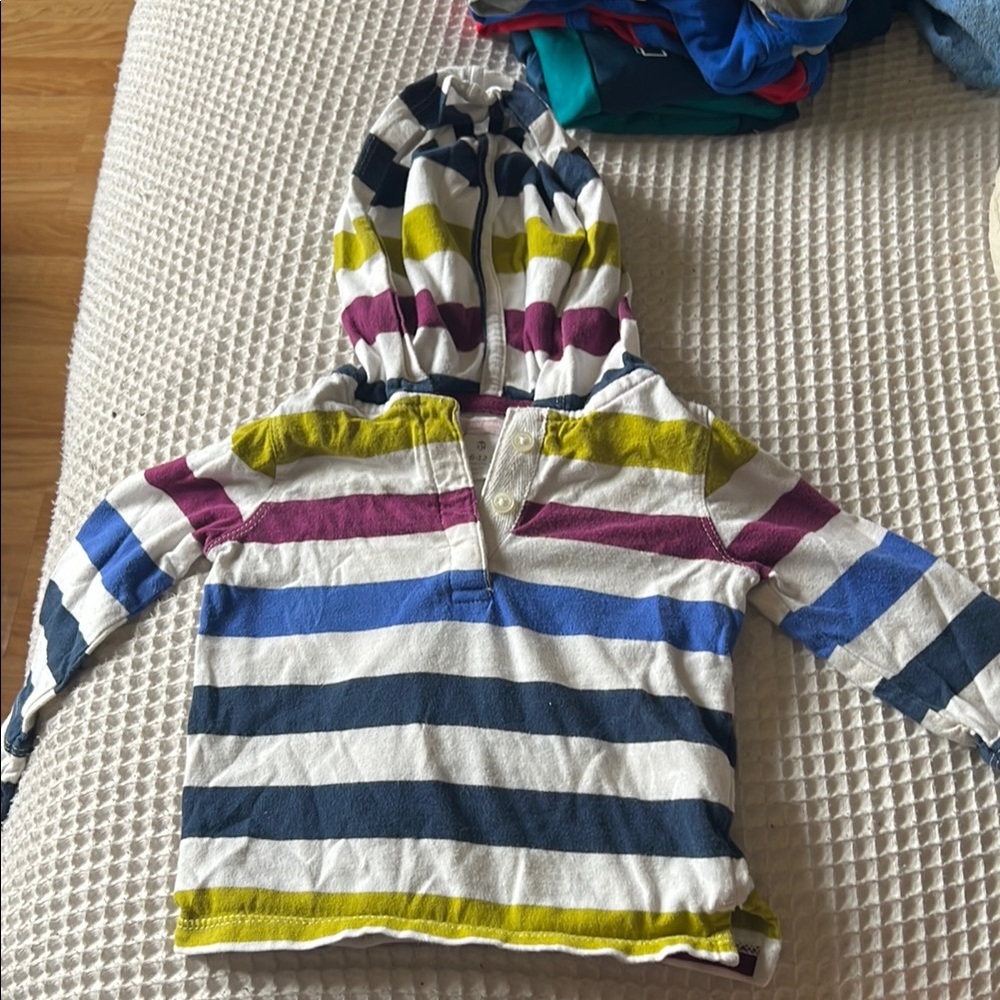 Old Navy Blue and Purple Hoodie with Stripes and Zipper
